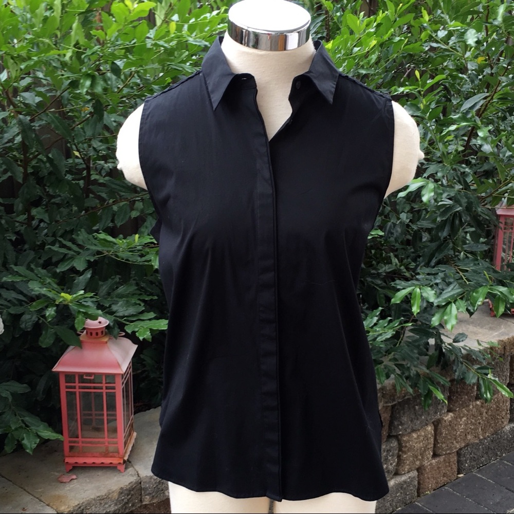 NWOT Ann Taylor Sleeveless Black Button Down Tank